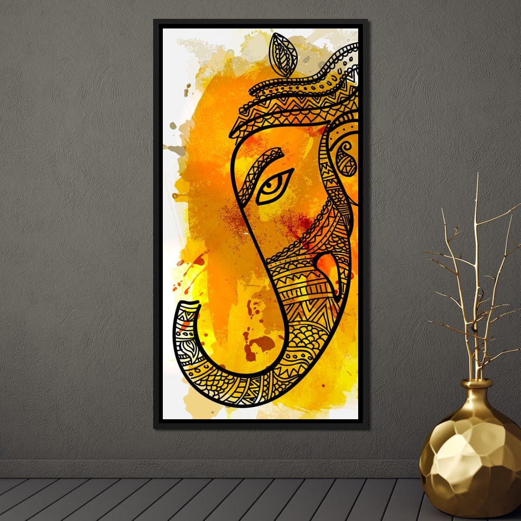 Lord Ganesha in Yellow Canvas Wall Art