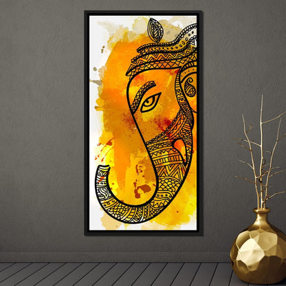 Lord Ganesha in Yellow Canvas Wall Art