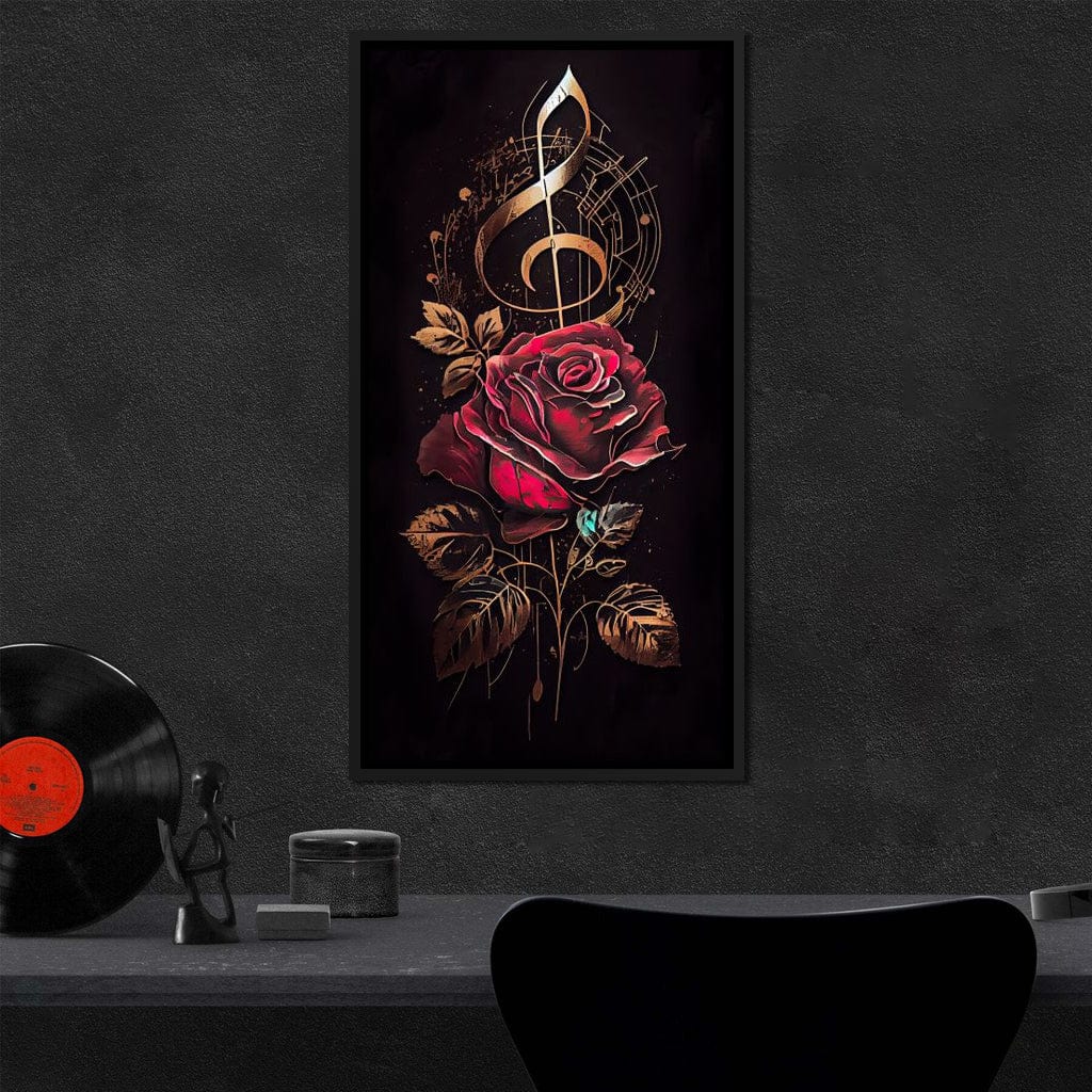 Red Rose & Musical Notes Canvas Wall Art