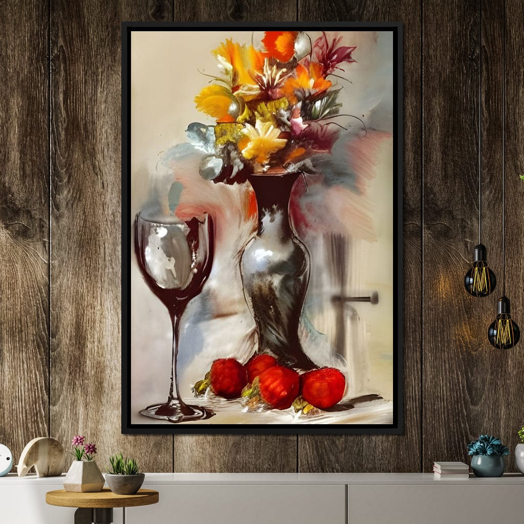 Abstract Wine & Flowers 02 Canvas Wall Art