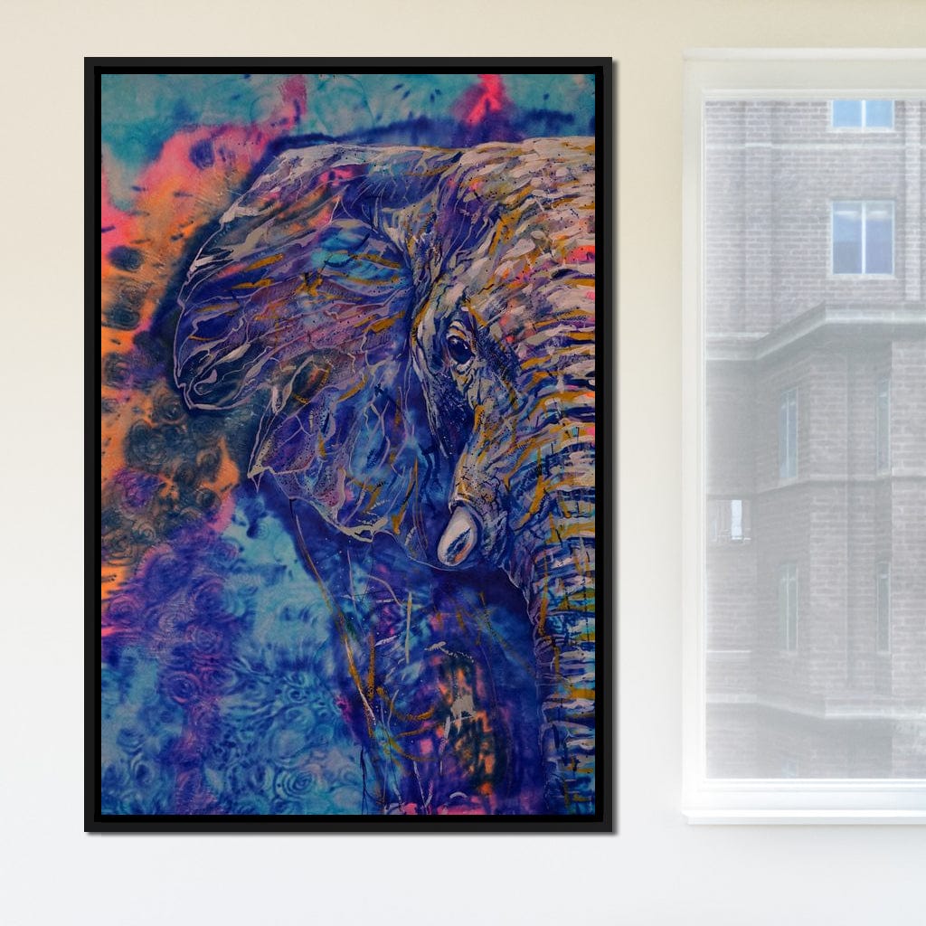 Blue Elephant Canvas Wall Art