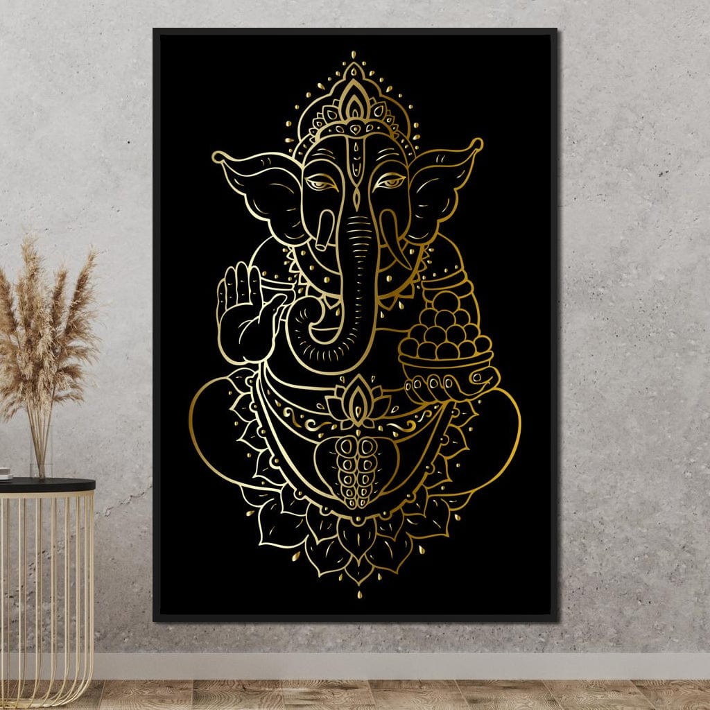 Golden Ganesha Canvas Wall Art