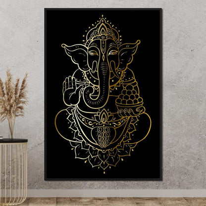 Golden Ganesha Canvas Wall Art