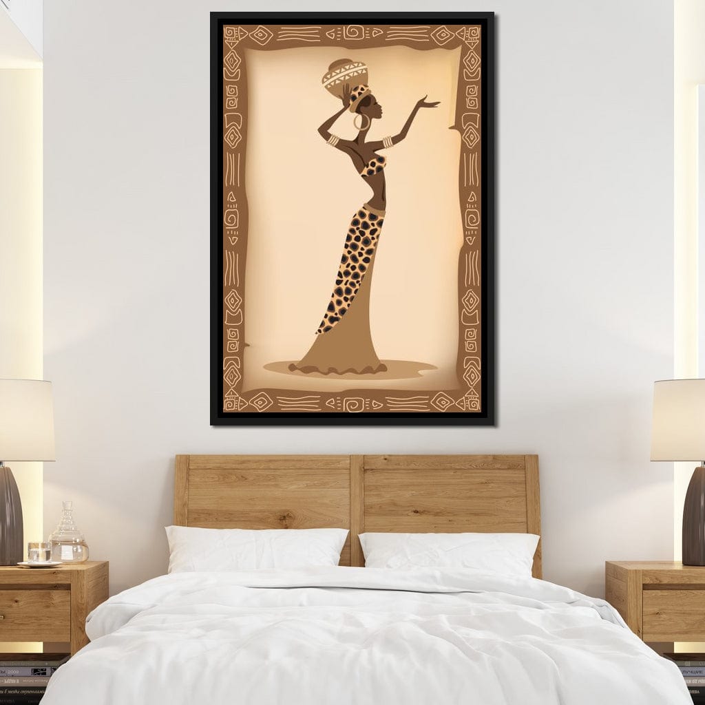Traditional African Woman With Leopard Dress Canvas Wall Art