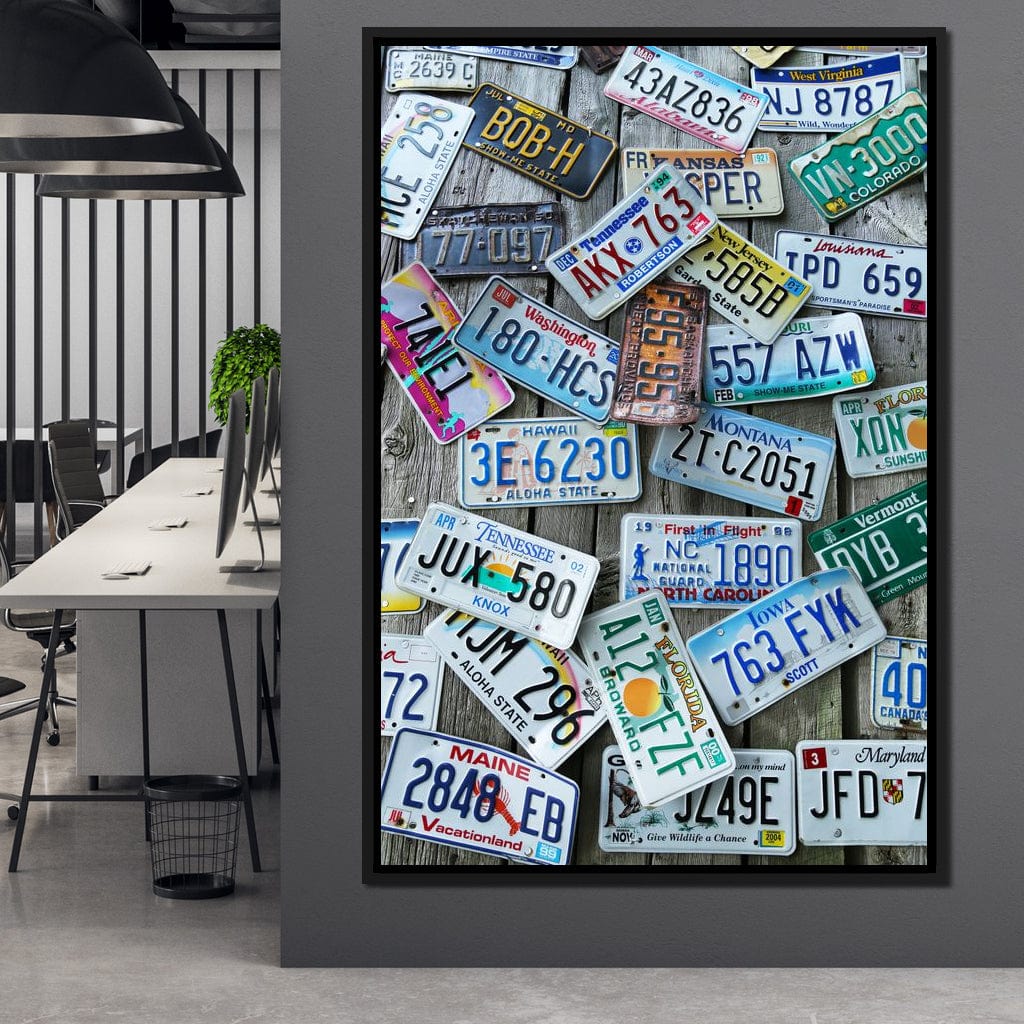 License Plates Canvas Wall Art