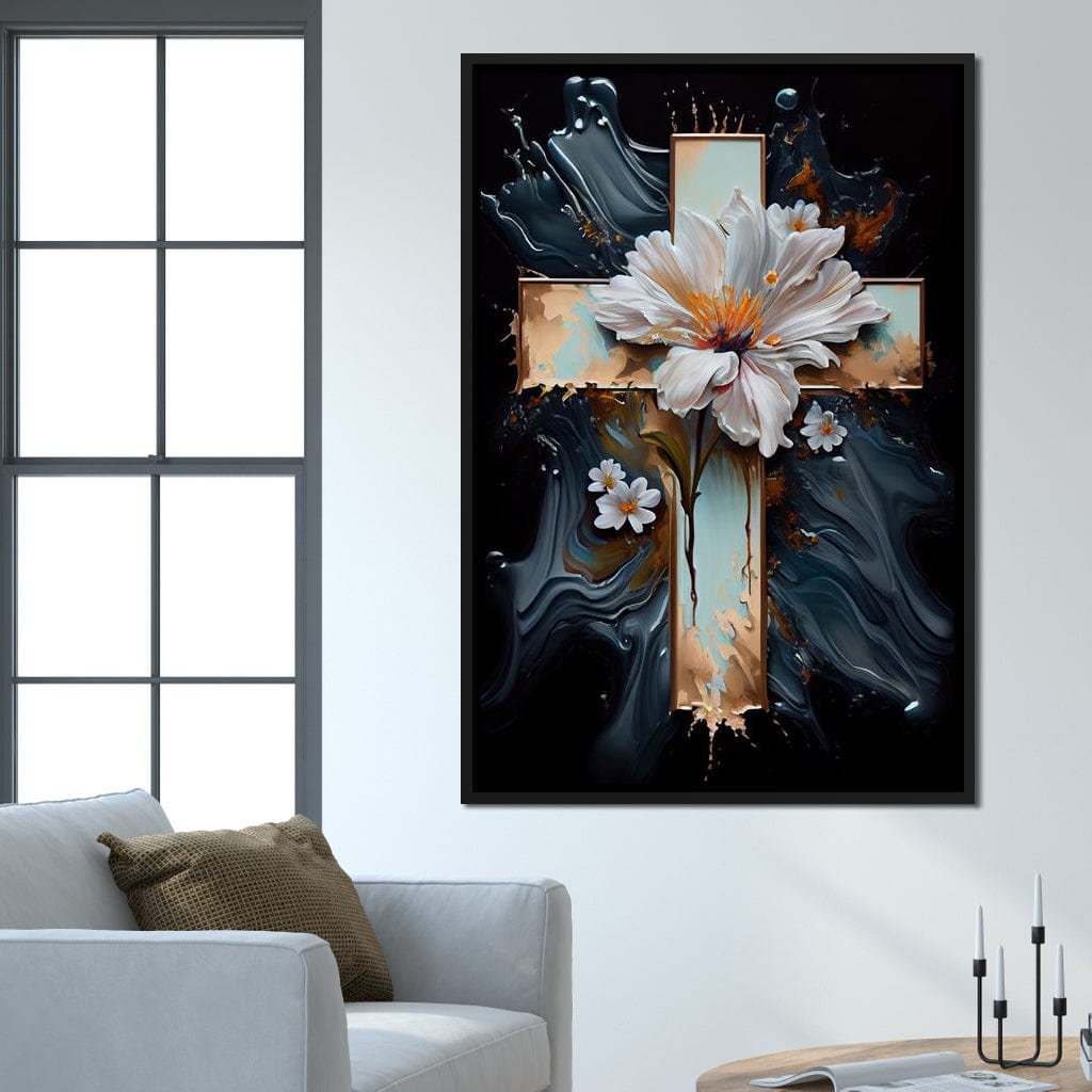 Floral Cross 02 Canvas Wall Art