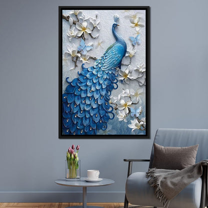 Blue Peacock Flower 1 panel Canvas Wall Art
