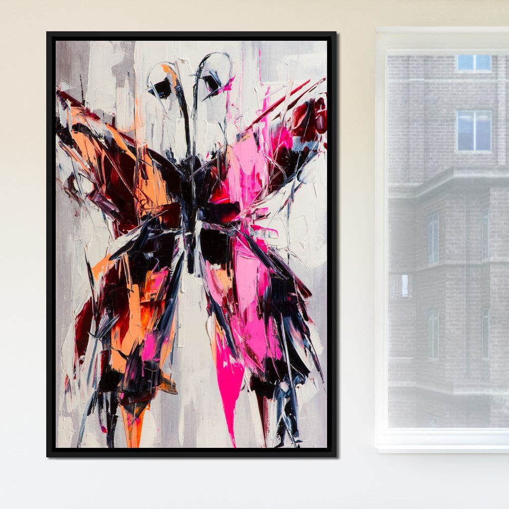 Orange & Pink Butterfly Canvas Wall Art