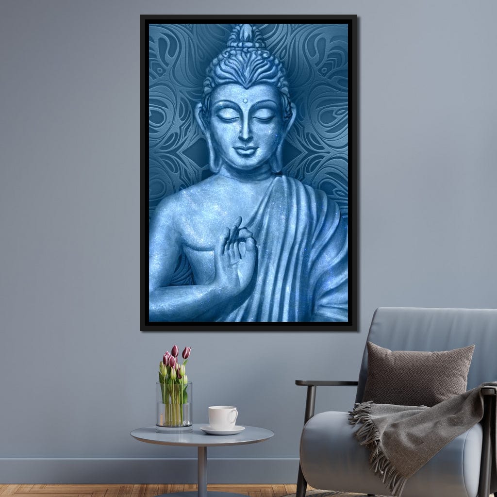 Blue Meditating Buddha Canvas Wall Art