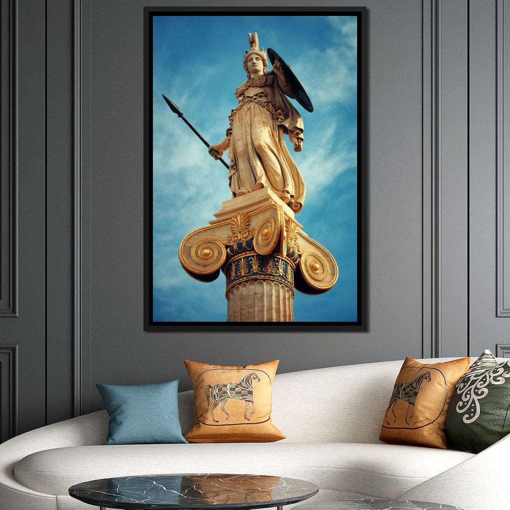 Athena Statue in Athens Canvas Wall Art