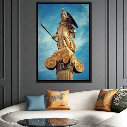 Athena Statue in Athens Canvas Wall Art