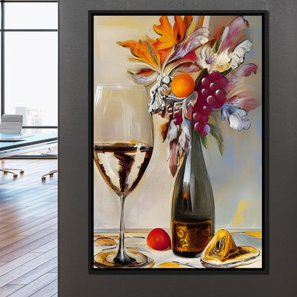 Abstract Wine & Flowers 05 Canvas Wall Art