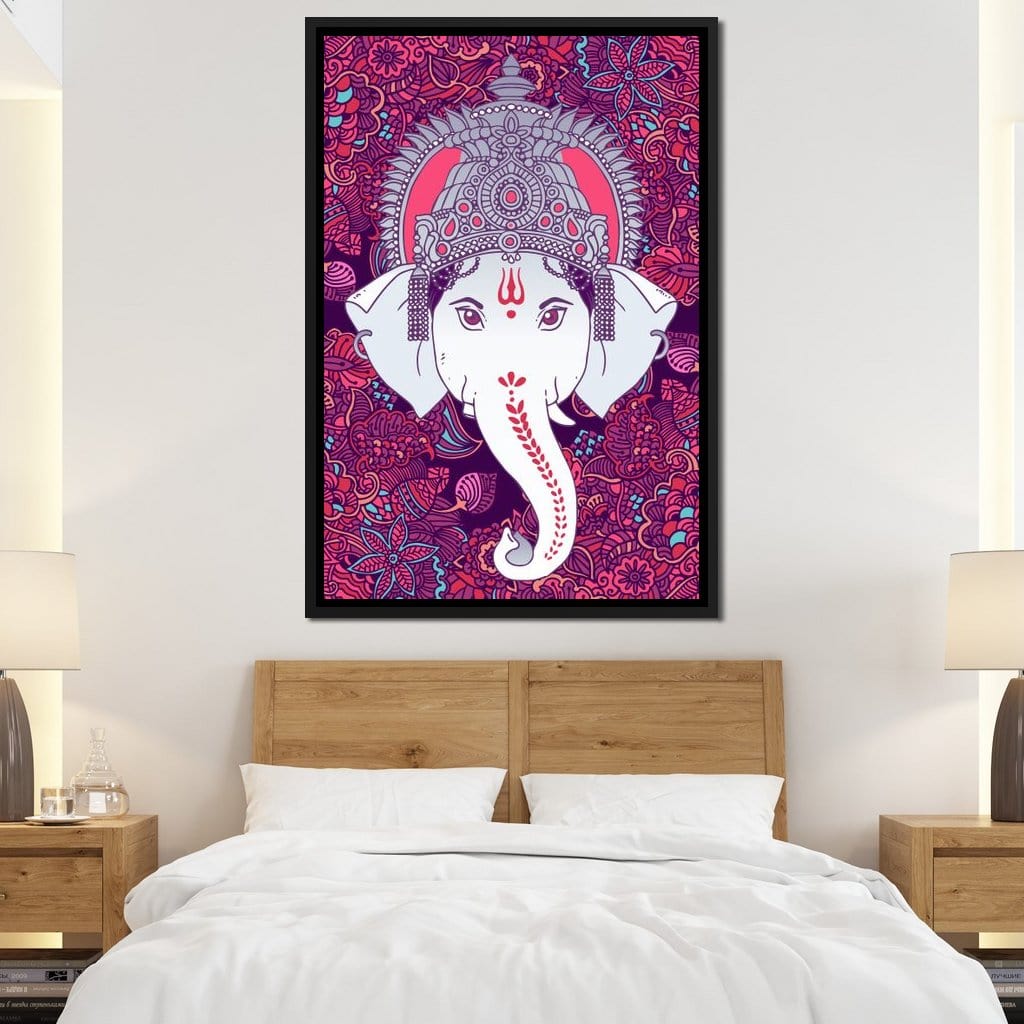 Hindu Lord Ganesha in Pink Canvas Wall Art