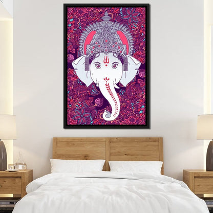 Hindu Lord Ganesha in Pink Canvas Wall Art