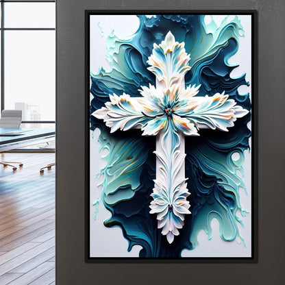 Floral Cross 06 Canvas Wall Art