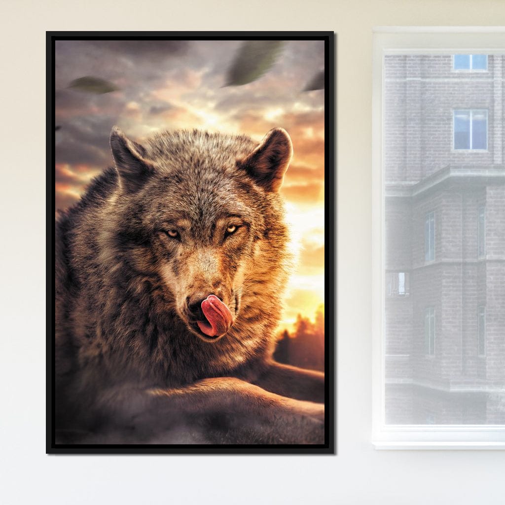 Wolf Sunset Canvas Wall Art
