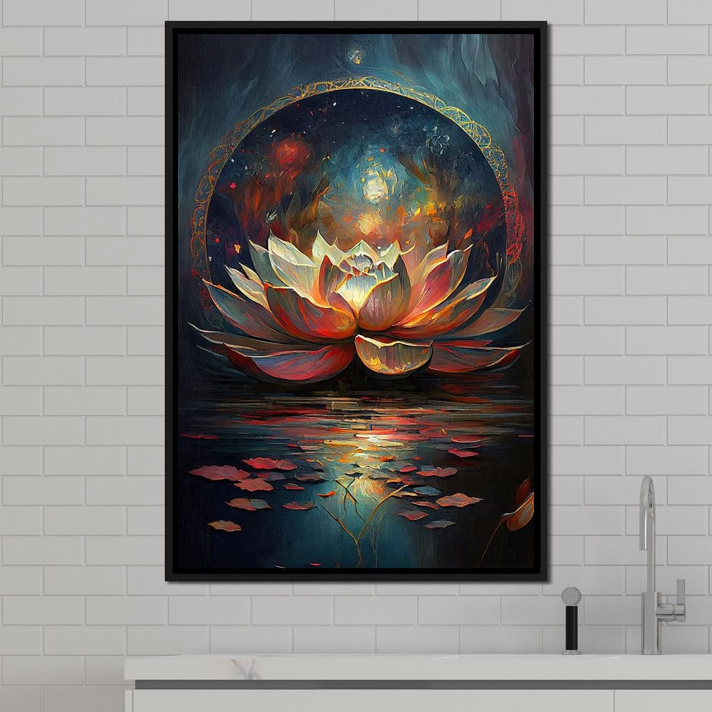 Midnight Lotus Flower Canvas Wall Art