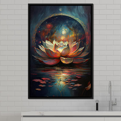 Midnight Lotus Flower Canvas Wall Art