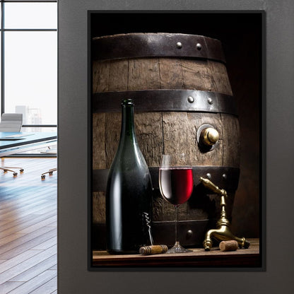 Wine Bottle and Barrel Canvas Wall Art