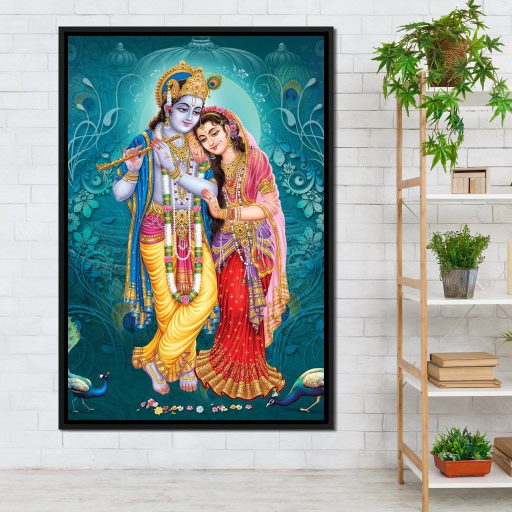 Radha & Krishna Couple Canvas Wall Art