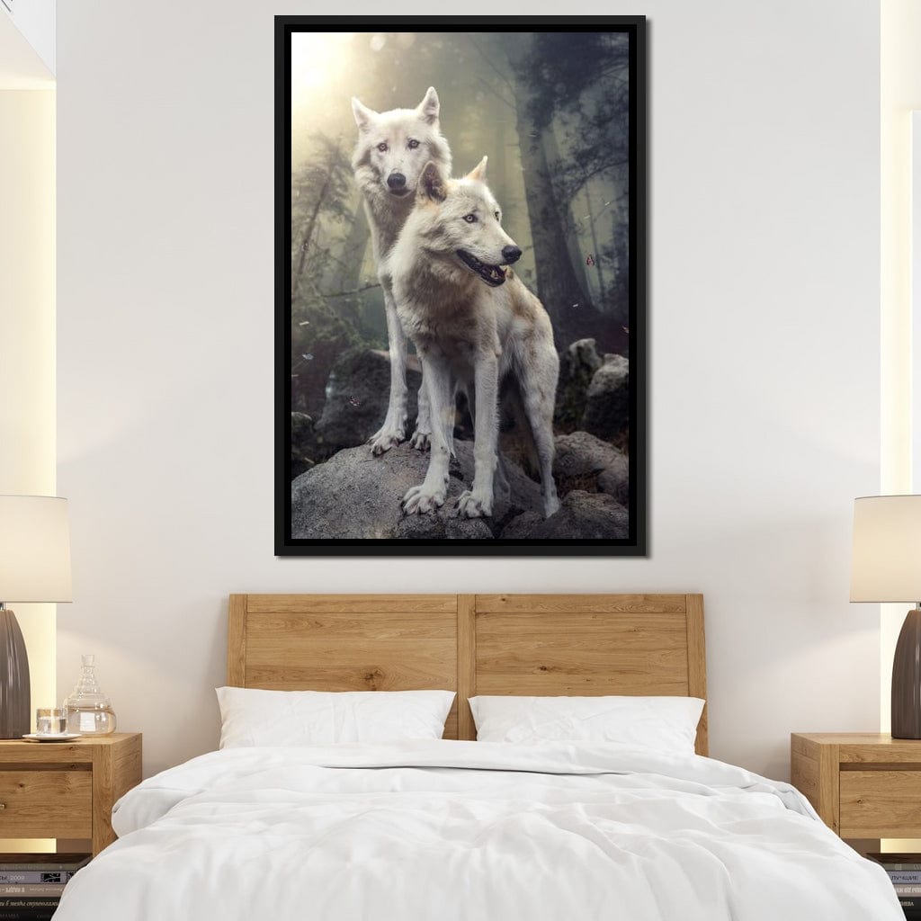 Double Wolves Canvas Wall Art