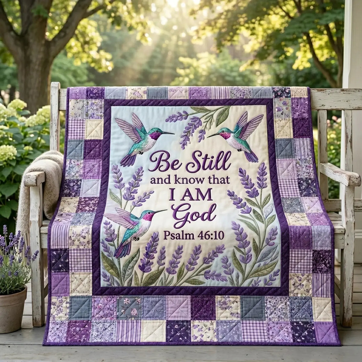 Be Still Lavender Quilt Blanket