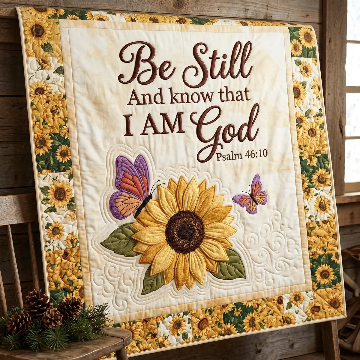 Be Still Sunflower Quilt Blanket