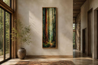 Redwood Forest Canvas - Tall Narrow Vertical Wall Art for Cabin Decor