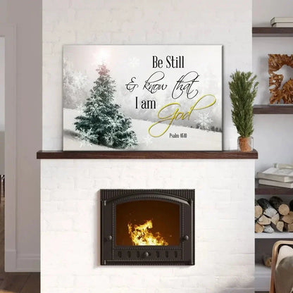 be still and know that i am god christmas christian wall art canvas print (Landscape) (view 3)