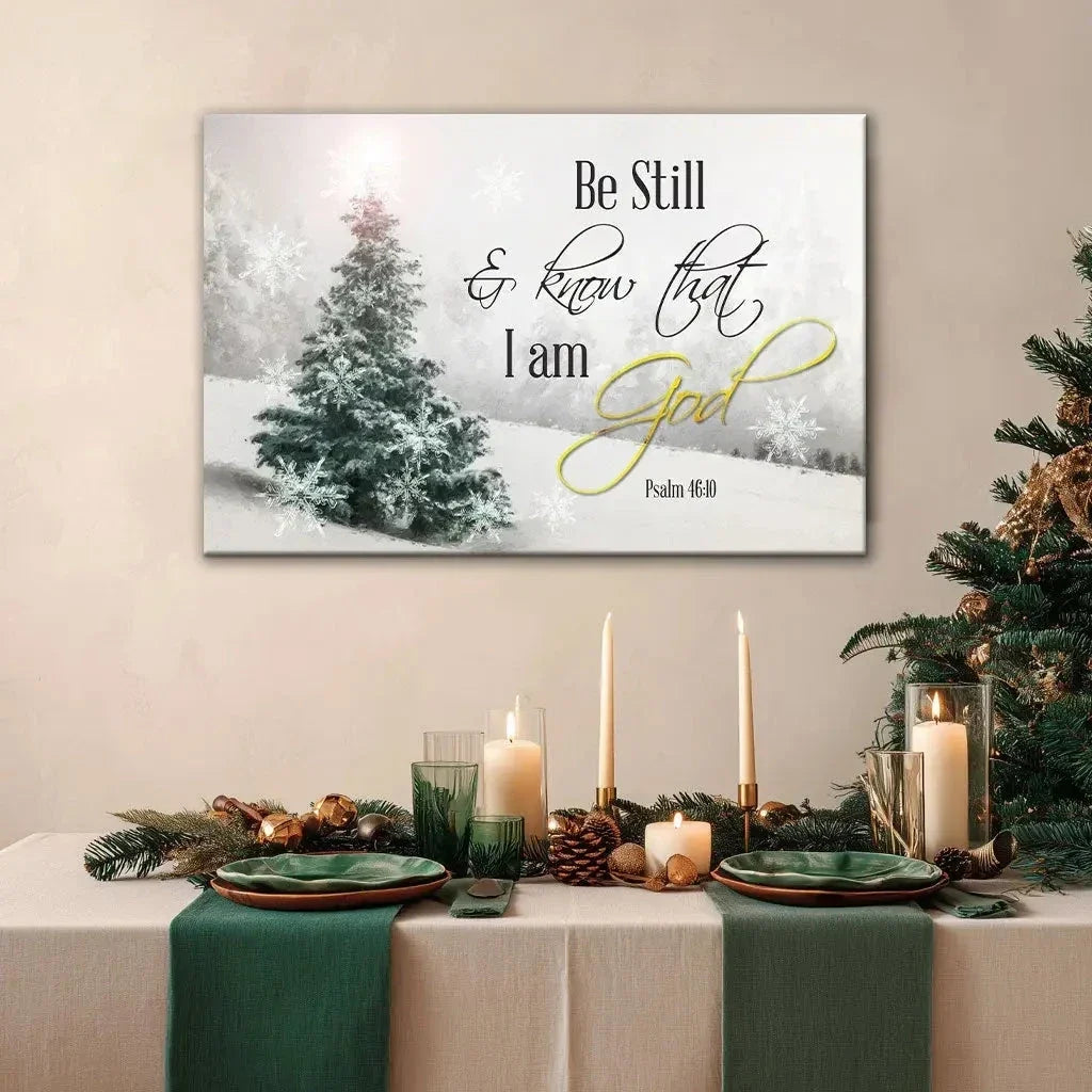 be still and know that i am god christmas christian wall art canvas print (Landscape) (view 4)