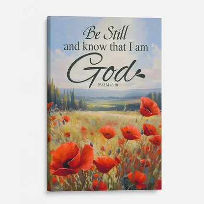 be still and know that i am god psalm 46 10 poppy field wall art canvas (Landscape) (view 3)