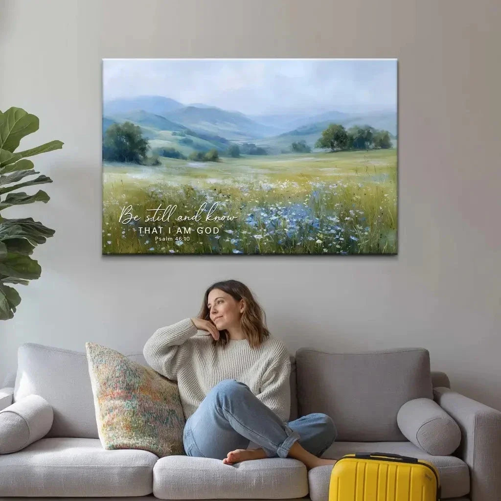 be still and know that i am god psalm 46 10 wall art canvas print (Landscape) (view 3)