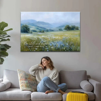 be still and know that i am god psalm 46 10 wall art canvas print (Landscape) (view 3)