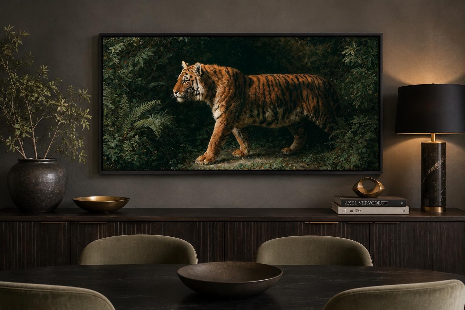 Bengal Tiger Canvas Print – Realistic Wildlife Wall Art for Living Room Decor