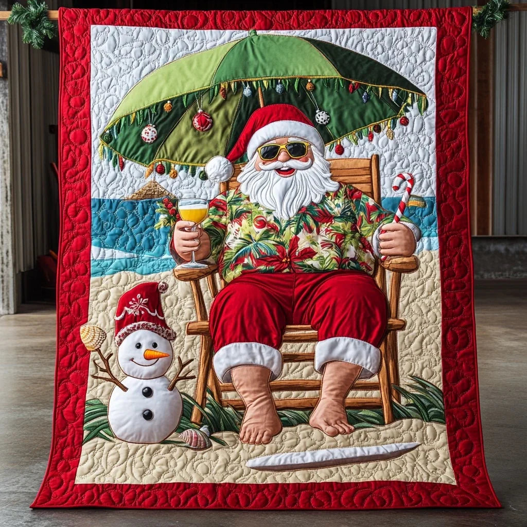 Beach Santa Quilt Blanket