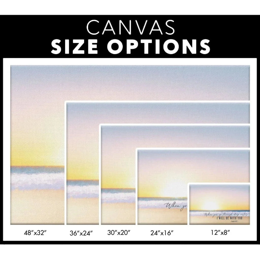 beach sunset isaiah 43 2 when you go through deep waters wall art canvas (Landscape)