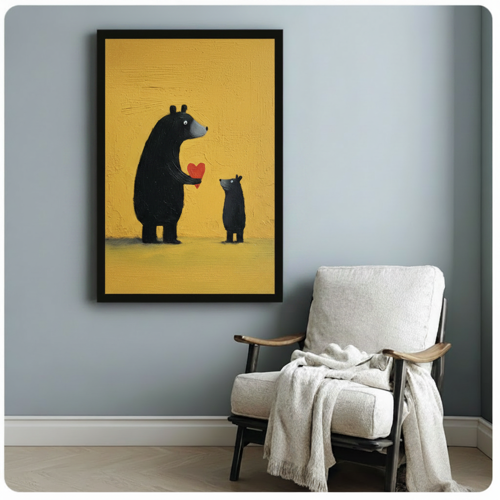 Bear Love Canvas Wall Art – Heartwarming Family Print