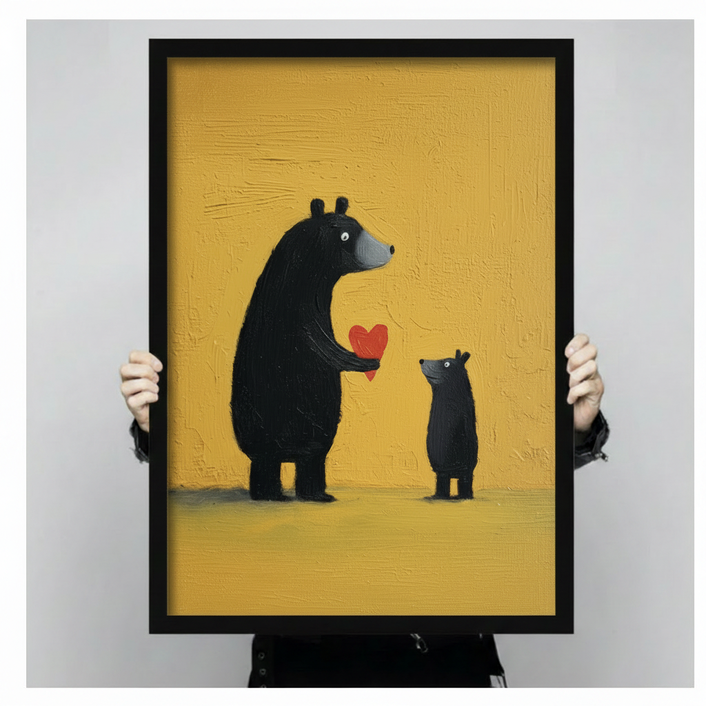 Bear Love Canvas Wall Art – Heartwarming Family Print