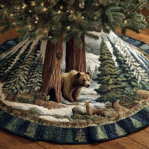 Bear Crossing Christmas Quilted Tree Skirt