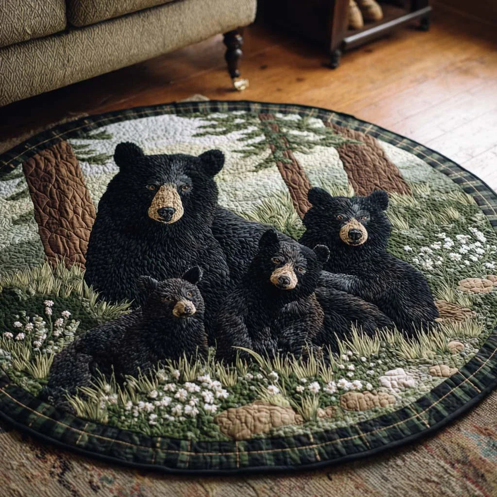 Bear Family Quilted Round Mat