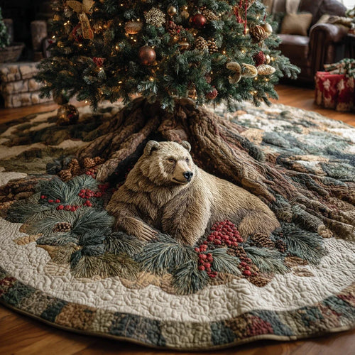 Bear Haven Christmas Quilted Tree Skirt