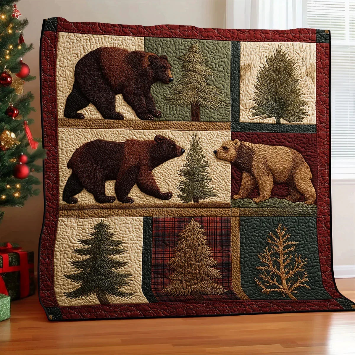 Bear In The Forest Quilt Blanket
