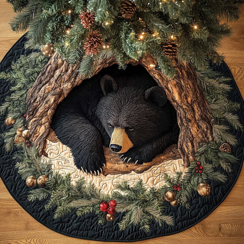 Bear Journey Christmas Quilted Tree Skirt