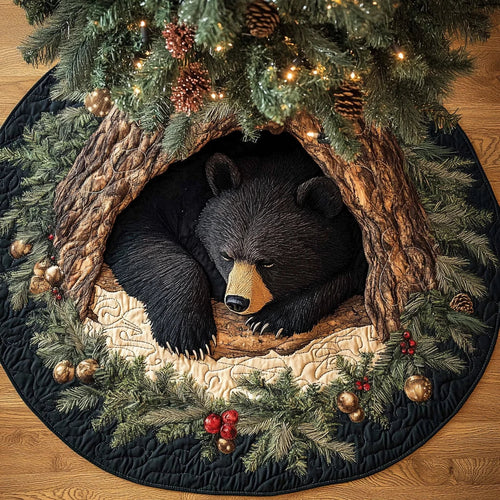 Bear Journey Christmas Quilted Tree Skirt