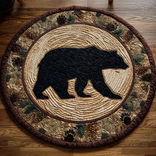 Bear Silhouette Quilted Round Mat