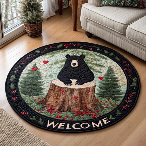 Bear Welcome Quilted Round Mat