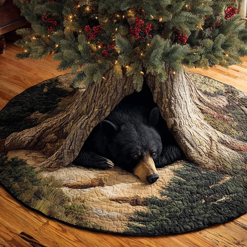 Bear Whisper Christmas Quilted Tree Skirt