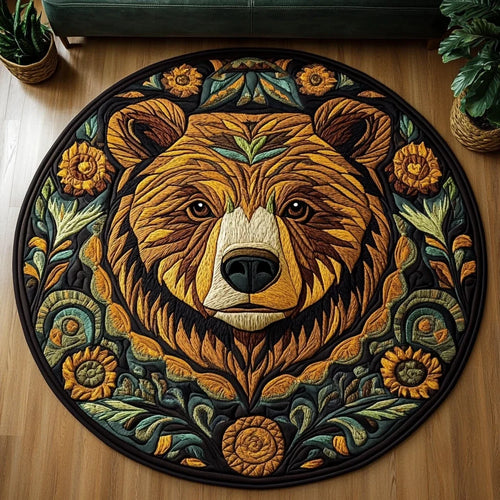 Bear Wilderness Quilted Round Mat