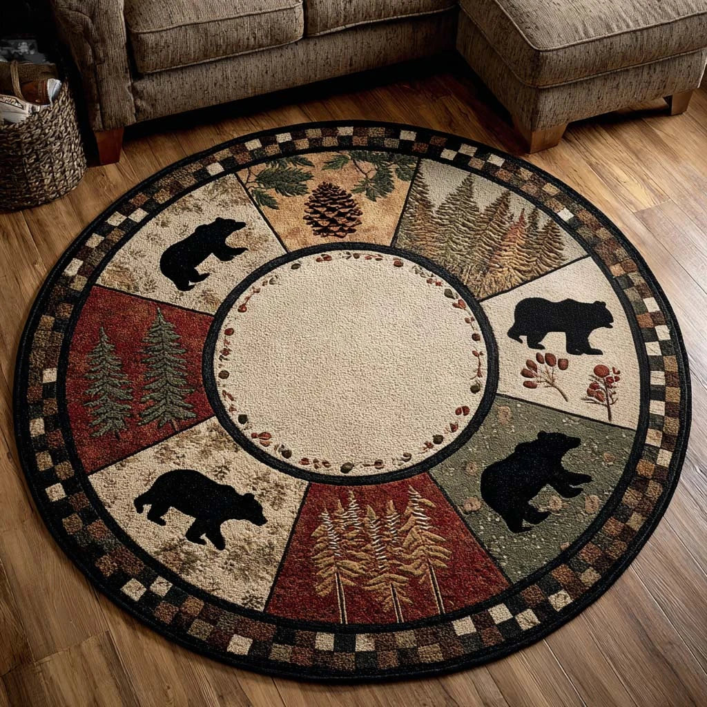 Bear Woods Quilted Round Mat