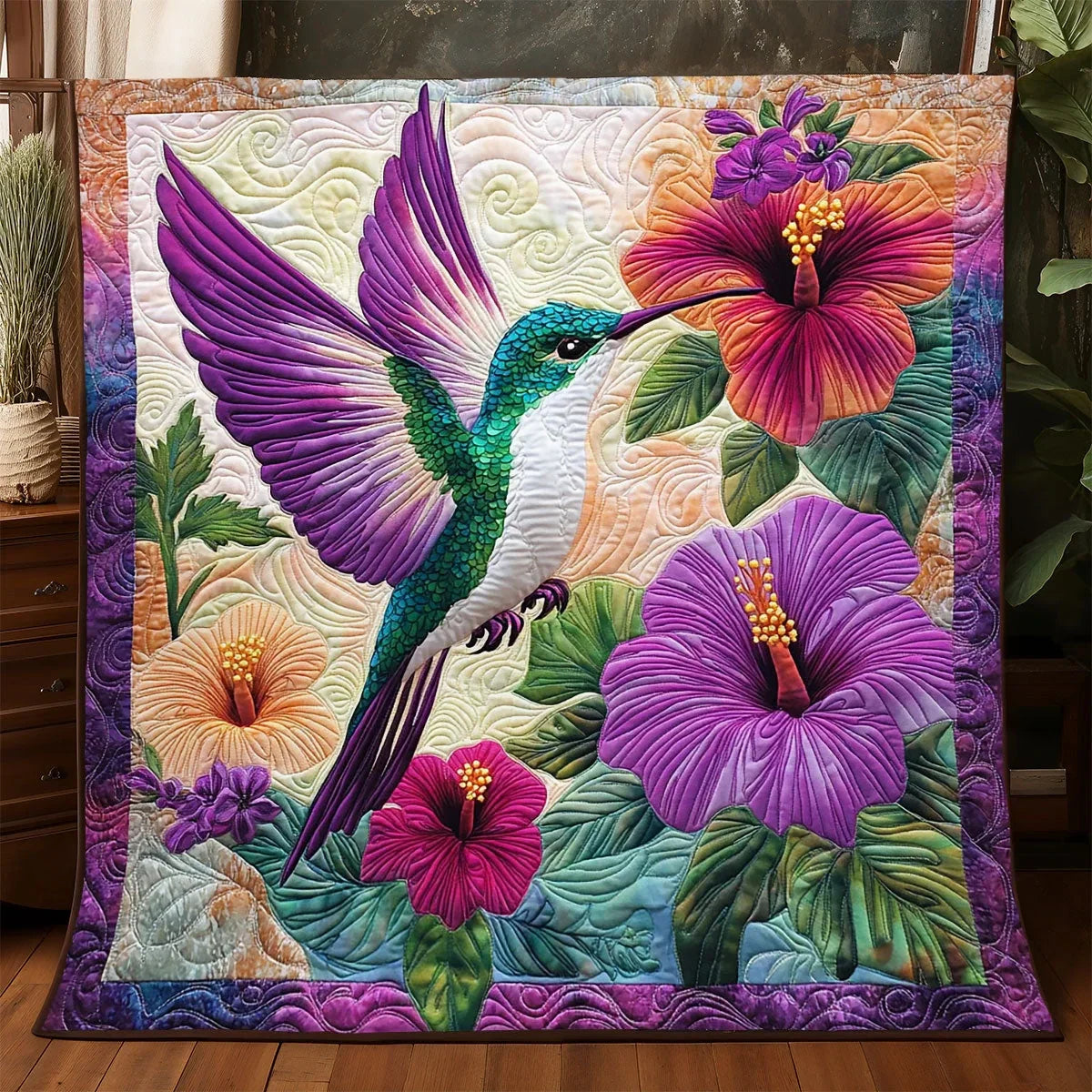 Beautiful Hummingbird Quilt Blanket